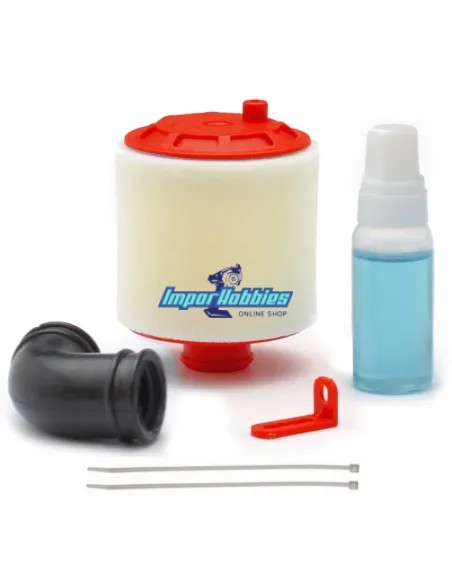 Filtre à air complet rouge 1/8 Buggy / Truggy double mousse avec de l'huile Fussion FS-EF001R - Filtres à air 1/8 Buggy