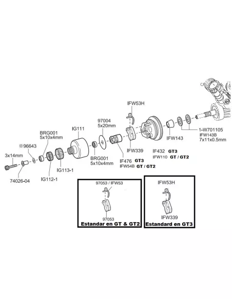 Crank Shaft - Clutch Bell (2 U.) Kyosho Inferno GT / GT2 / GT3 74026-04B - Kyosho Inferno GT / GT2 Nitro - Spare Parts & Option 