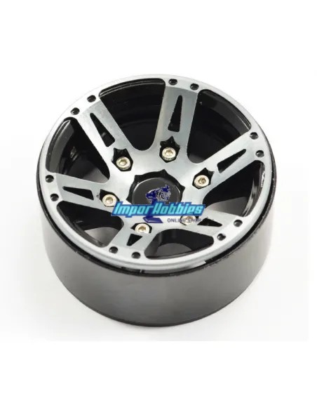 Jantes en aluminium 6 rayons Beadlock 1.9 Crawler Hex. 12mm (4 U.) Fastrax FAST0146BK - Pneus Crawler 1.9 & 2.2