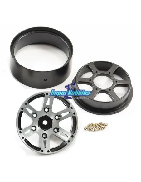 Llantas de aluminio Split 6 radios Beadlock 1.9 Crawler Hex. 12mm (4 Uds.) Fastrax FAST0146BK - Ruedas Crawler 1.9 & 2.2