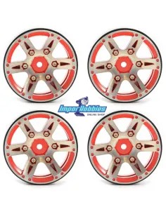 Jantes en aluminium 6 rayons Beadlock 1.9 Crawler Hex. 12mm (4 U.) Fastrax FAST0146BK - Pneus Crawler 1.9 & 2.2