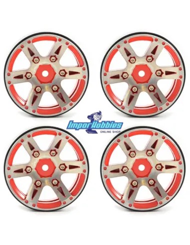 Jantes en aluminium 6 rayons Beadlock 1.9 Crawler Hex. 12mm (4 U.) Fastrax FAST0146BK - Pneus Crawler 1.9 & 2.2