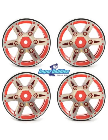 Jantes en aluminium 6 rayons Beadlock 1.9 Crawler Hex. 12mm (4 U.) Fastrax FAST0146BK - Pneus Crawler 1.9 & 2.2