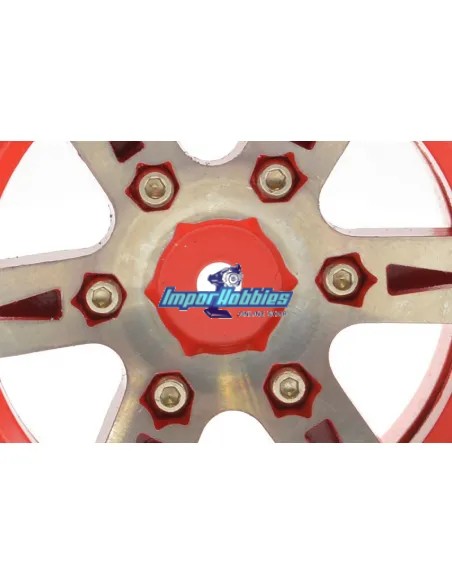Jantes en aluminium 6 rayons Beadlock 1.9 Crawler Hex. 12mm (4 U.) Fastrax FAST0146BK - Pneus Crawler 1.9 & 2.2