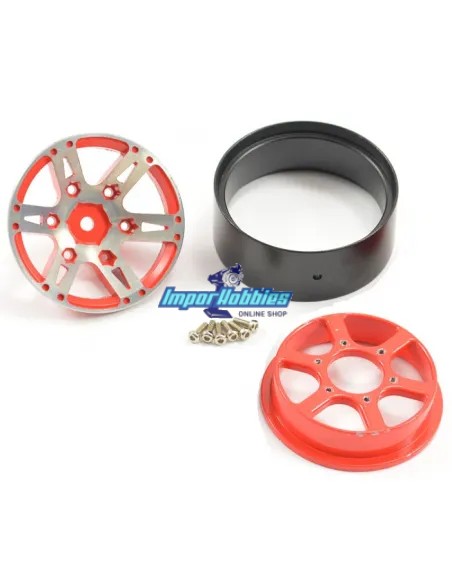 Llantas de aluminio Split 6 radios Beadlock 1.9 Crawler Hex. 12mm (4 Uds.) Fastrax FAST0146R - Ruedas Crawler 1.9 & 2.2