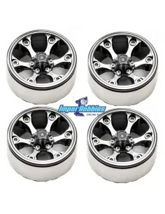 Jantes en aluminium 6 rayons Beadlock 1.9 Crawler Hex. 12mm (4 U.) Fastrax FAST0144 - Pneus Crawler 1.9 & 2.2