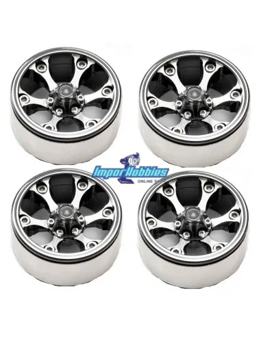 Jantes en aluminium 6 rayons Beadlock 1.9 Crawler Hex. 12mm (4 U.) Fastrax FAST0144 - Pneus Crawler 1.9 & 2.2