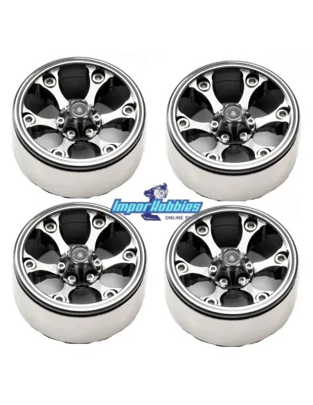 Jantes en aluminium 6 rayons Beadlock 1.9 Crawler Hex. 12mm (4 U.) Fastrax FAST0144 - Pneus Crawler 1.9 & 2.2