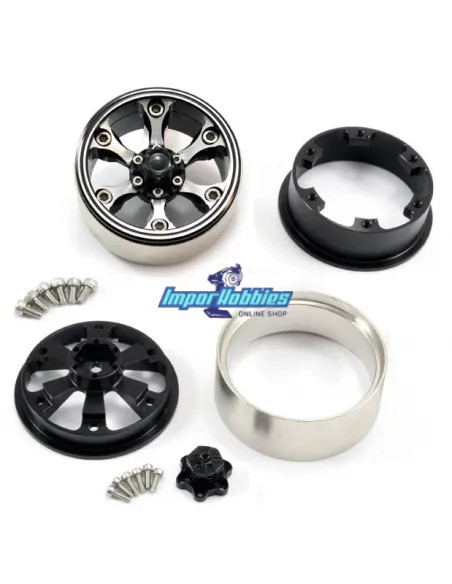 Jantes en aluminium 6 rayons Beadlock 1.9 Crawler Hex. 12mm (4 U.) Fastrax FAST0144 - Pneus Crawler 1.9 & 2.2