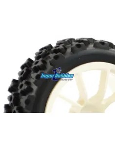 Pneus Street Rally Block Jante Blanche 10 Rayons - 1/10 Th Fastrax FAST0073W - Pneus 1/10Th Rally 2