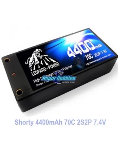 Accu Lipo Shorty 2S 7.4V 4400mah 70C / 140C Boitier Rigide Leopard Power LP2-4400-70 - Accu Lipo 2S - 7.4V & 7.6V HV