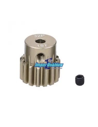 Piñón aluminio 15T 32DP para eje 3.175 (1/8in) Escala 1/10 & 1/8 7075 Hard Fussion FS-PG083-H - Piñones de motor paso 32P