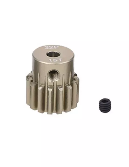 Pinion Gear Aluminium Hard 15T 32DP For Shaft 3.175 (1/8in) 1/10 & 1/8 Scale Fussion FS-PG083-H - Motor Pinions Gears 32P