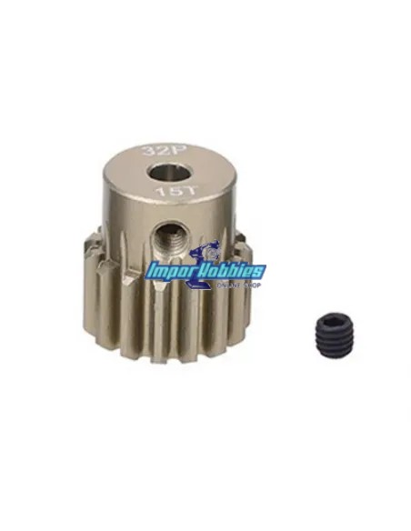 Piñón aluminio 15T 32DP para eje 3.175 (1/8in) Escala 1/10 & 1/8 7075 Hard Fussion FS-PG083-H - Piñones de motor paso 32P