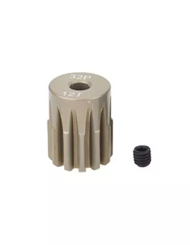 Pinion Gear Aluminium Hard 12T 32DP For Shaft 3.175 (1/8in) 1/10 & 1/8 Scale Fussion FS-PG080-H - Motor Pinions Gears 32P