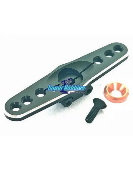 Brazo / Horn de servo gas-freno CNC negro 24T Hitec / Multiplex Fussion FS-WH004 - Horns y arandelas montaje servo