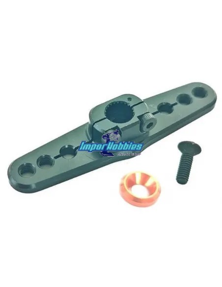 Brazo / Horn de servo gas-freno CNC negro 24T Hitec / Multiplex Fussion FS-WH004 - Horns y arandelas montaje servo