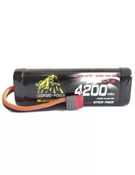 Stick Pack NiMh Battery 7.2V 4200mAh T-Dean With Cap Plug Leopard Power Fussion Sport FS-SC4200D - Battery Pack 7.2V & 8.4V Ni-M