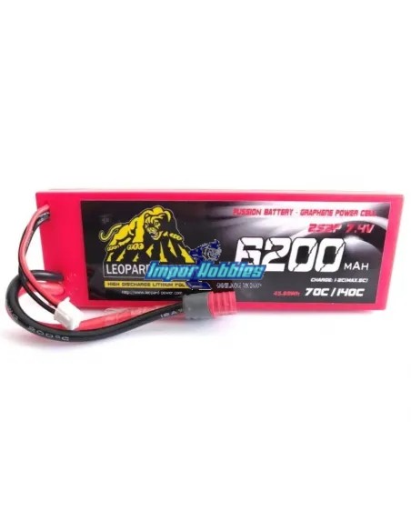 Accu Lipo Stick 2S 7.4V 6200mah 140C Graphene Boitier Rigide T-Deans Leopard Power LPG-FS2-6200 - Accu Lipo 2S - 7.4V & 7.6V HV