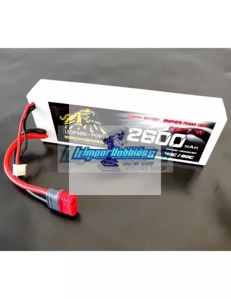 Accu Lipo Stick 2S 7.4V 2600mah 80C Graphene Boitier Rigide T-Deans Leopard Power LPG-FS2-2600 - Accu Lipo 2S - 7.4V & 7.6V HV