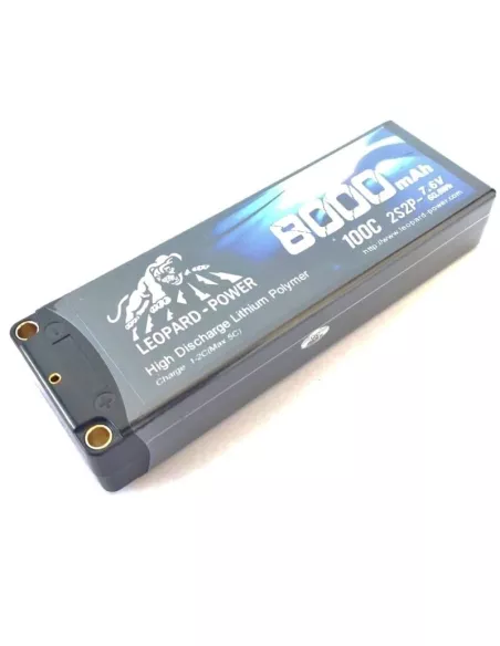 Lipo Battery - Stick 2S HV 7.6V 8000mah 100C / 200C Hard Case Leopard Power LP2HV-8000-100 - Lipo Batteries - 2S - 7.4V & 7.6V H