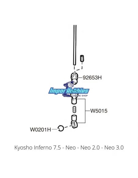 Barra estabilizadora trasera completa 2.8mm Kyosho Inferno 7.5 / Neo / Inferno ST IF117 - Kyosho Inferno 7.5 / Neo / Neo Race Sp