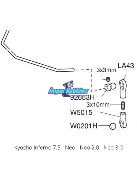 Kit de barres anti-roulis avant  2.1-2.3-2.5mm Kyosho Inferno 7.5 / Neo / GT / Neo ST IFW104B - Kyosho Inferno 7.5 / Neo / Neo R