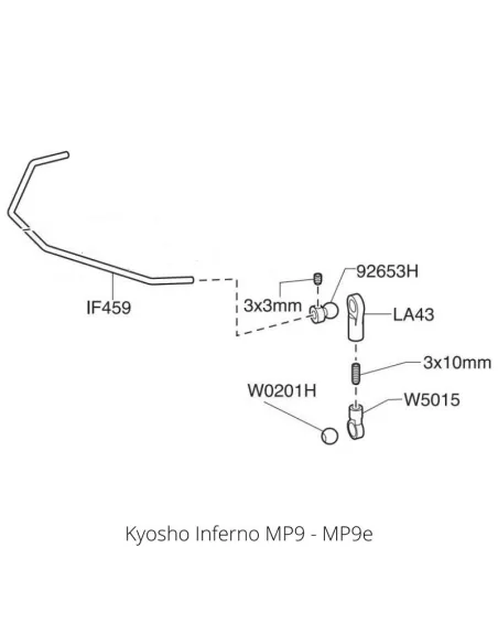 Front Sway Bar 2.1mm Kyosho Inferno MP9 / MP10 IF459-2.1 - Kyosho Inferno MP9 TKI2 / TKI3 - Spare Parts & Option Parts