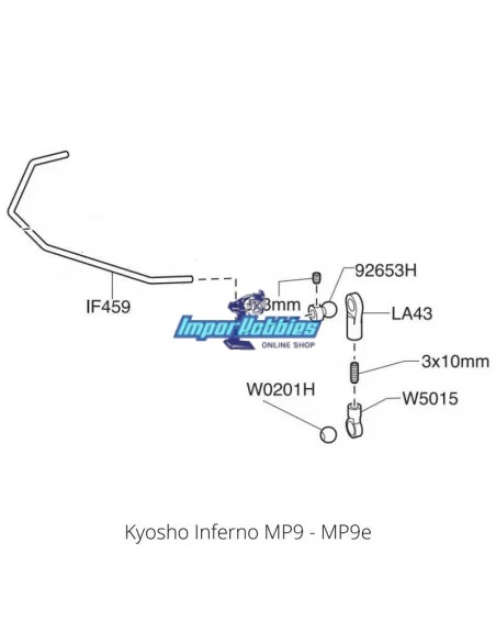 Barre anti-roulis avant 2.2mm Kyosho Inferno MP9 / MP10 IF459-2.2 - Kyosho Inferno MP9 TKI2 / TKI3 - Pièces detachées et options