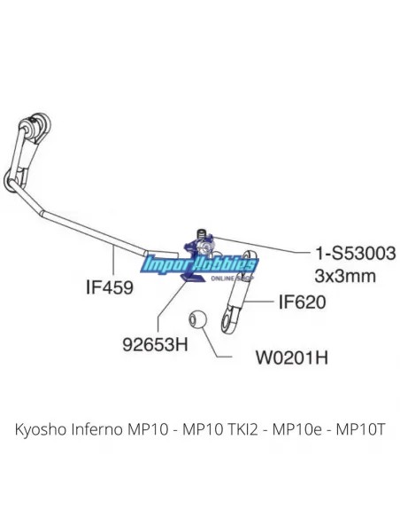 Barre anti-roulis avant 2.2mm Kyosho Inferno MP9 / MP10 IF459-2.2 - Kyosho Inferno MP9 TKI2 / TKI3 - Pièces detachées et options