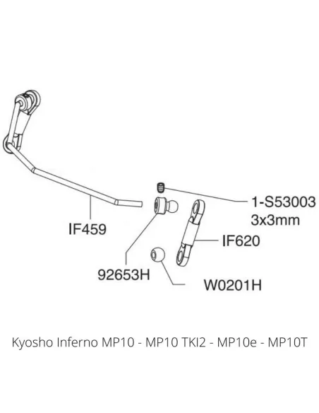 Front Sway Bar 2.6mm Kyosho Inferno MP9 / MP10 IF459-2.6 - Kyosho Inferno MP9 TKI2 / TKI3 - Spare Parts & Option Parts