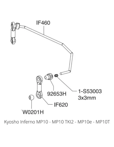 Rear Sway Bar 2.4mm Kyosho Inferno MP9 / MP10 IF460-2.4 - Kyosho Inferno MP9 TKI2 / TKI3 - Spare Parts & Option Parts