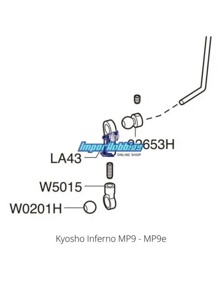 Barre anti-roulis arrière 2.5mm Kyosho Inferno MP9 / MP10 IF460-2.5 - Kyosho Inferno MP9 TKI2 / TKI3 - Pièces detachées et optio
