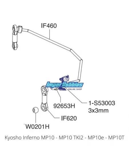 Barre anti-roulis arrière 2.5mm Kyosho Inferno MP9 / MP10 IF460-2.5 - Kyosho Inferno MP9 TKI2 / TKI3 - Pièces detachées et optio