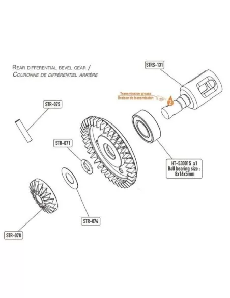 Differential Drive Joint - Rear - Option (2 U.) Hobbytech STR8 / Spirit / NXT STRS-131 - Hobbytech STR8 DeLuxe & STR8 EVO RTR - 
