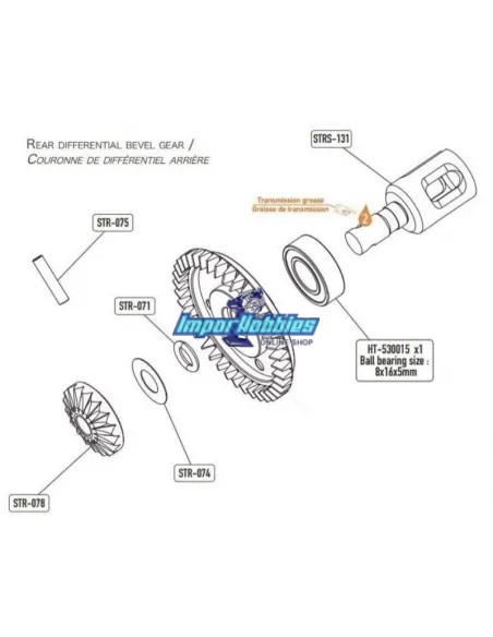 Noix de differentiel arrière - Option (2 U.) Hobbytech STR8 / Spirit / NXT STRS-131 - Hobbytech STR8 DeLuxe & STR8 EVO RTR - Piè