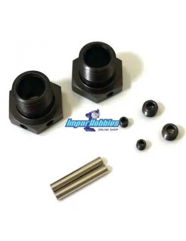 Hexagones de roue Gun Metal 17mm - V2 -1mm Etroits (2 U.) Kyosho Inferno / Mad Force IFW625N - Kyosho Inferno MP9 TKI2 / TKI3 - 