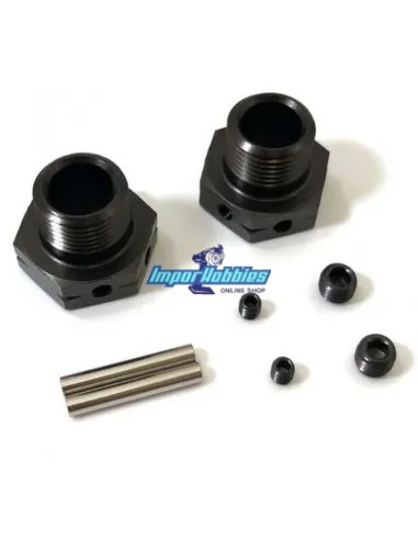 Hexágonos de rueda 17mm +1mm anchos Gun Metal V2 (2 U.) Kyosho Inferno/ Mad Force IFW625W - Kyosho Inferno MP9 TKI2 / TKI3 - Rep