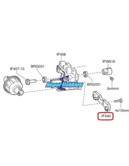 Placa posterior delantera Kyosho Inferno MP9 TKI2 / TKI3 IF440 - Kyosho Inferno MP9 TKI2 / TKI3 - Repuesto y opciones