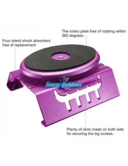 Support pivotant en aluminium violet pour voiture 1/10 & 1/8 Fussion FS-B01 - Stands de maintenance