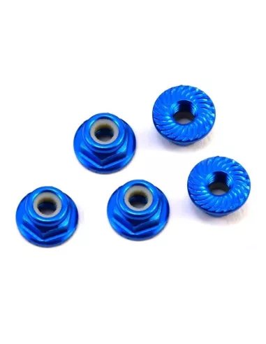 Wheel Nut M4 Serrated Blue - Flanged (5 U.) Fussion FS-WN030 - Aluminum Nuts