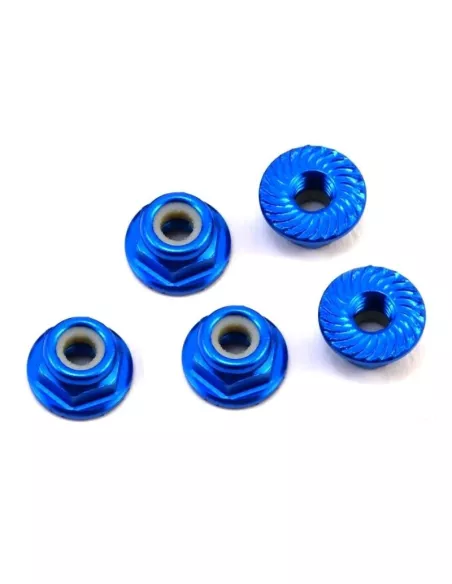 Wheel Nut M4 Serrated Blue - Flanged (5 U.) Fussion FS-WN030 - Aluminum Nuts