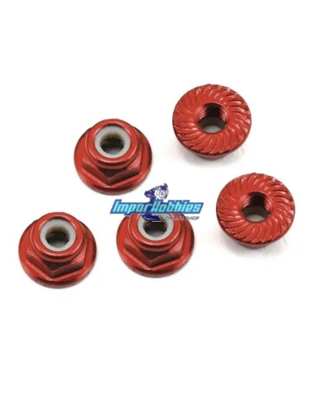 Tuercas de rueda seguridad aluminio rojo M4 Flanged (5 Uds.) Fussion FS-WN031 - Tuercas de Aluminio