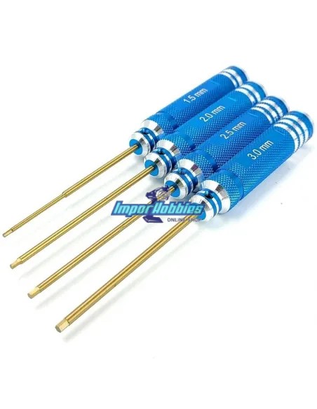 Set de cles allen metrique 1.5 - 2.0 - 2.5  - 3.0mm Action 1.5 - 2.0 - 2.5  - 3.0mm Action Bleues Fussion FS-AGK02 - Outils Fuss