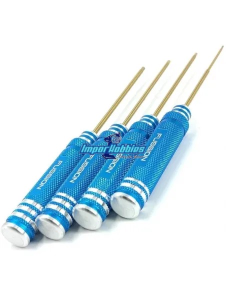 Kit de destornilladores allen 1.5 - 2.0 - 2.5  - 3.0mm Action Azules Fussion FS-AGK02 - Herramientas Fussion