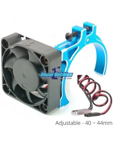 Kit de soporte ajustable azul 40-44mm con ventilador para motor eléctrico 1/8 Buggy - Truggy Fussion FS-PD032 - Soportes y disip