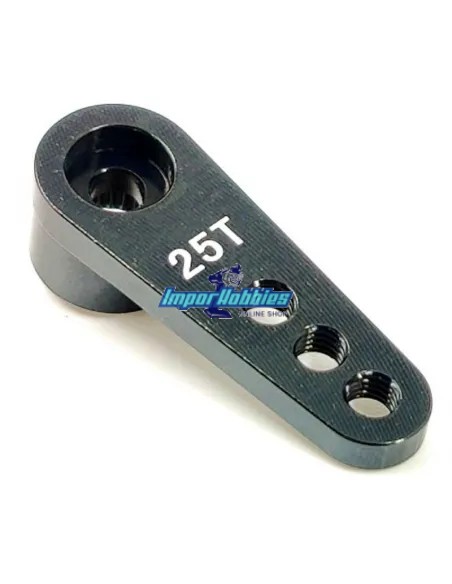 Brazo / Horn de servo dirección CNC negro 25T - 28x7.5mm - Fussion FS-WH024B - Horns y arandelas montaje servo