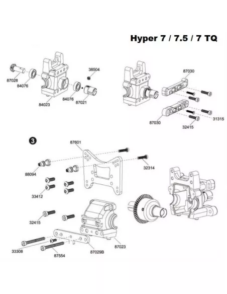 Bulkhead - Front & Rear Hobao Hyper 7 TQ / 7.5 / SS / SST 87023 - Hobao Hyper 7 TQ & 7.5 Nitro