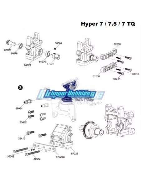 Caja de diferencial externa Hobao Hyper 7 TQ / 7.5 / SS / SST 87023 - Hobao Hyper 7 TQ & 7.5 Nitro
