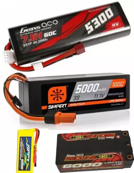 Accus Lipo 1S - 2S - 3S - 4S - RTR et Compétition